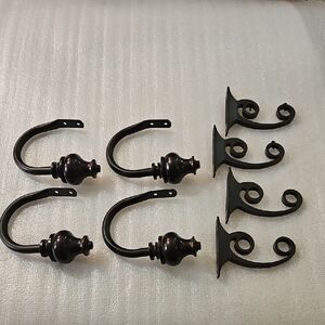 Elegant Bronzetone Metal Tiebacks & Wall Brackets